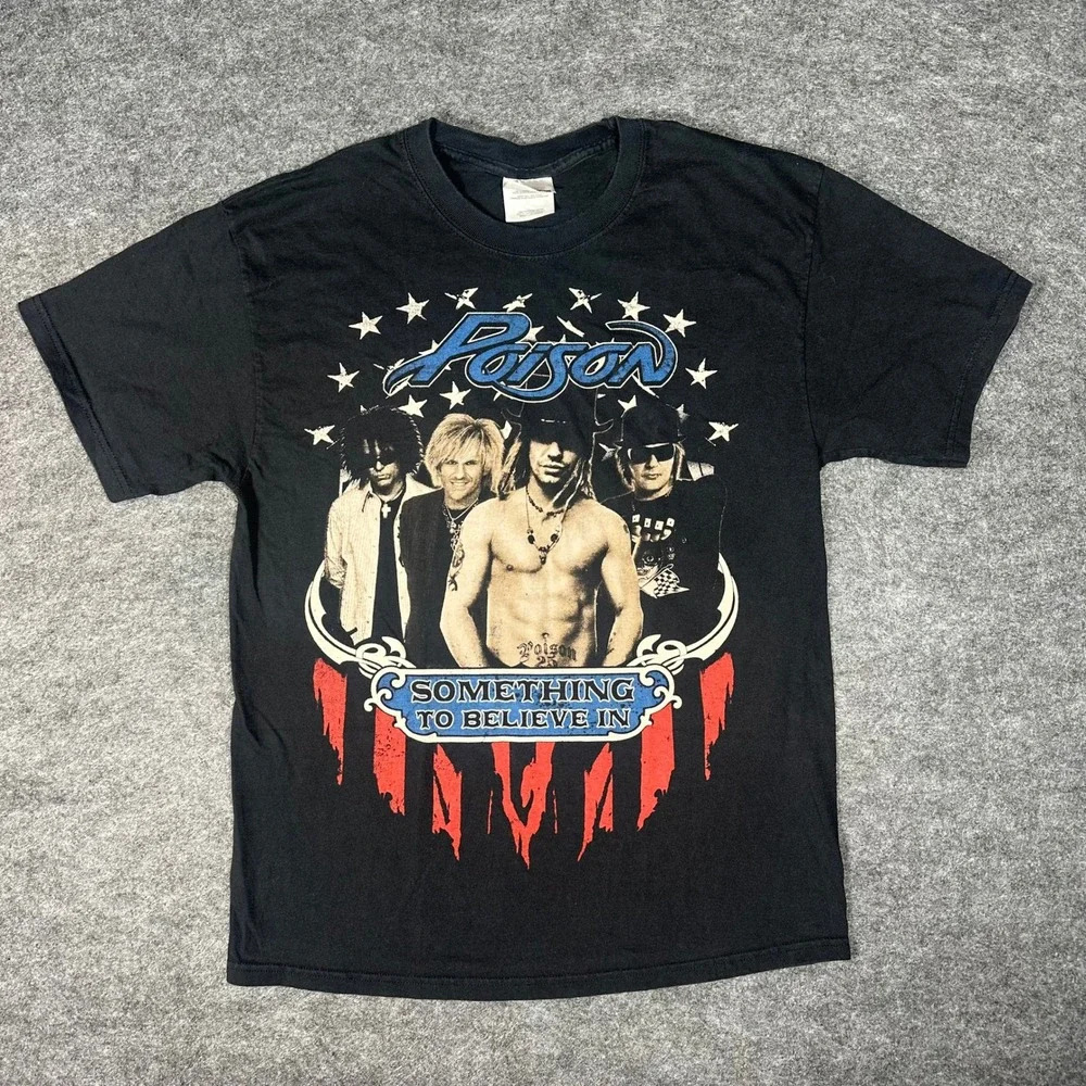 Poison Something To Believe In Tour 2011 Band T Shirt Mens Large Black - Picture 2 of 16